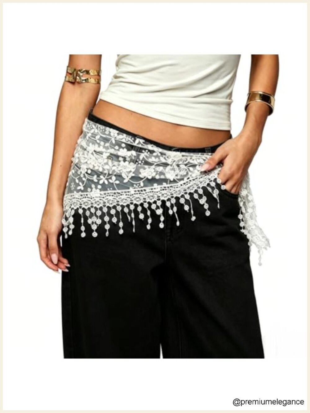 Women's Floral Lace Triangle Scarf Head Kerchief Tie Waist Belt